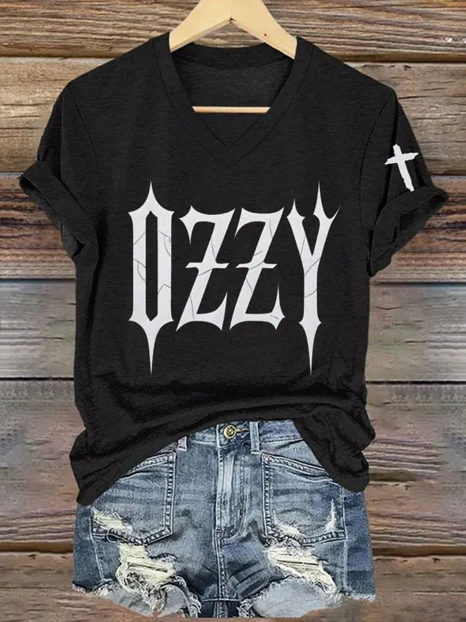 Women's Hot Singer Printed V-Neck T-Shirt