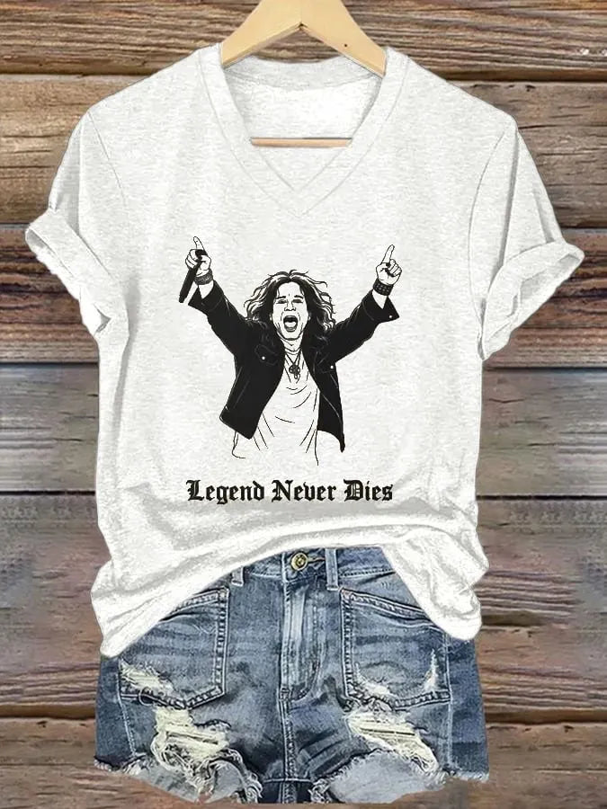 Women's "Hot Singer" Printed V-Neck T-Shirt