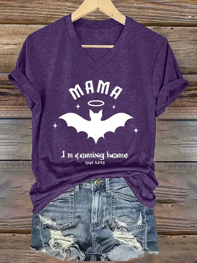 Women's "Hot Singer" Mama I'm Coming Home Printed V-Neck T-Shirt