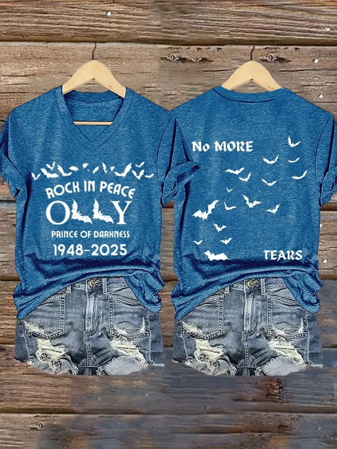 Women's No More Tears Print V Neck T-shirt