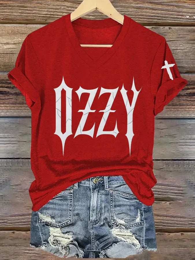 Women's Hot Singer Printed V-Neck T-Shirt