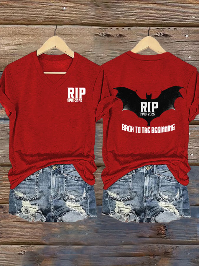 Women's Back To The Beginning Print V Neck T-shirt