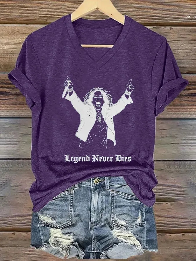 Women's "Hot Singer" Printed V-Neck T-Shirt