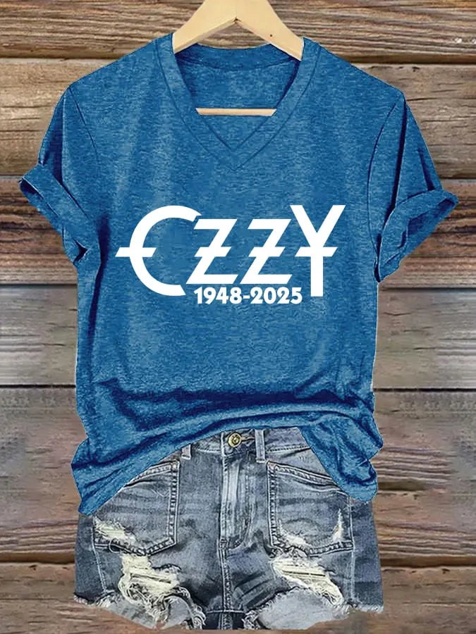 Women's "Hot Singer" Printed V-Neck T-Shirt