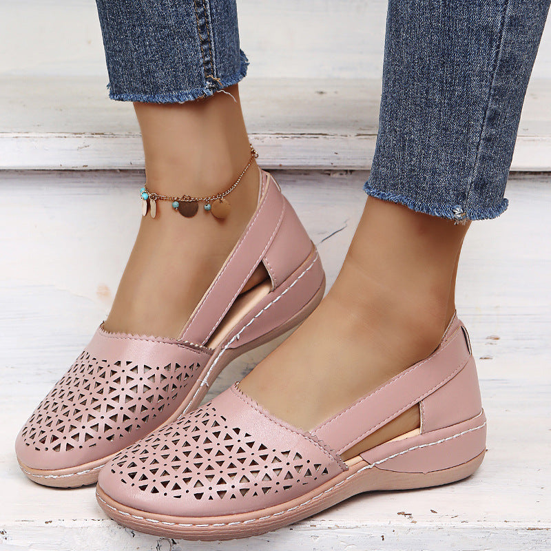 💝Last Day 50% OFF⭐Chic Women's Closed Toe Wedges - Wide & Large Size, Pain-Relief Arch Support