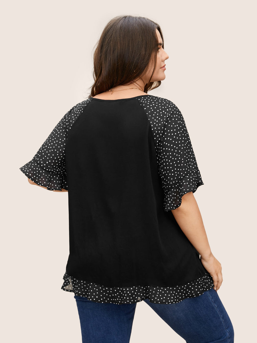 Ditsy Floral Patchwork Ties Flutter Sleeve Blouse
