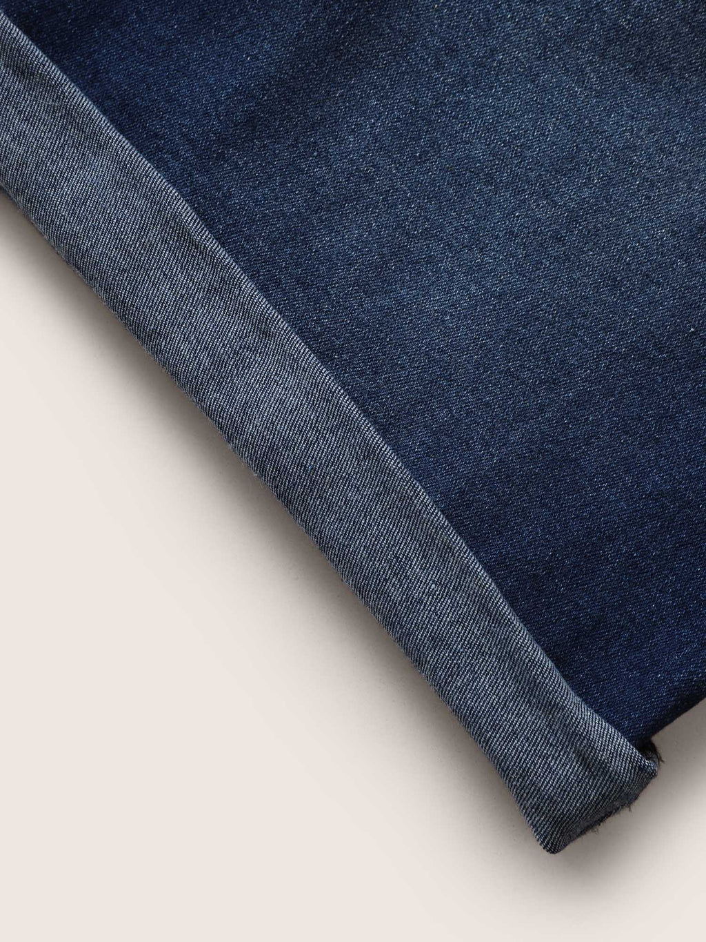 Roll Hem Elastic Waist Drawstring Denim Shorts