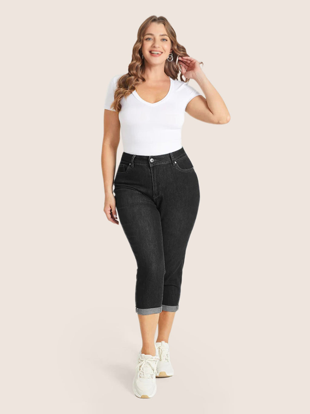 Very Stretchy High Rise Dark Wash Cropped Jeans