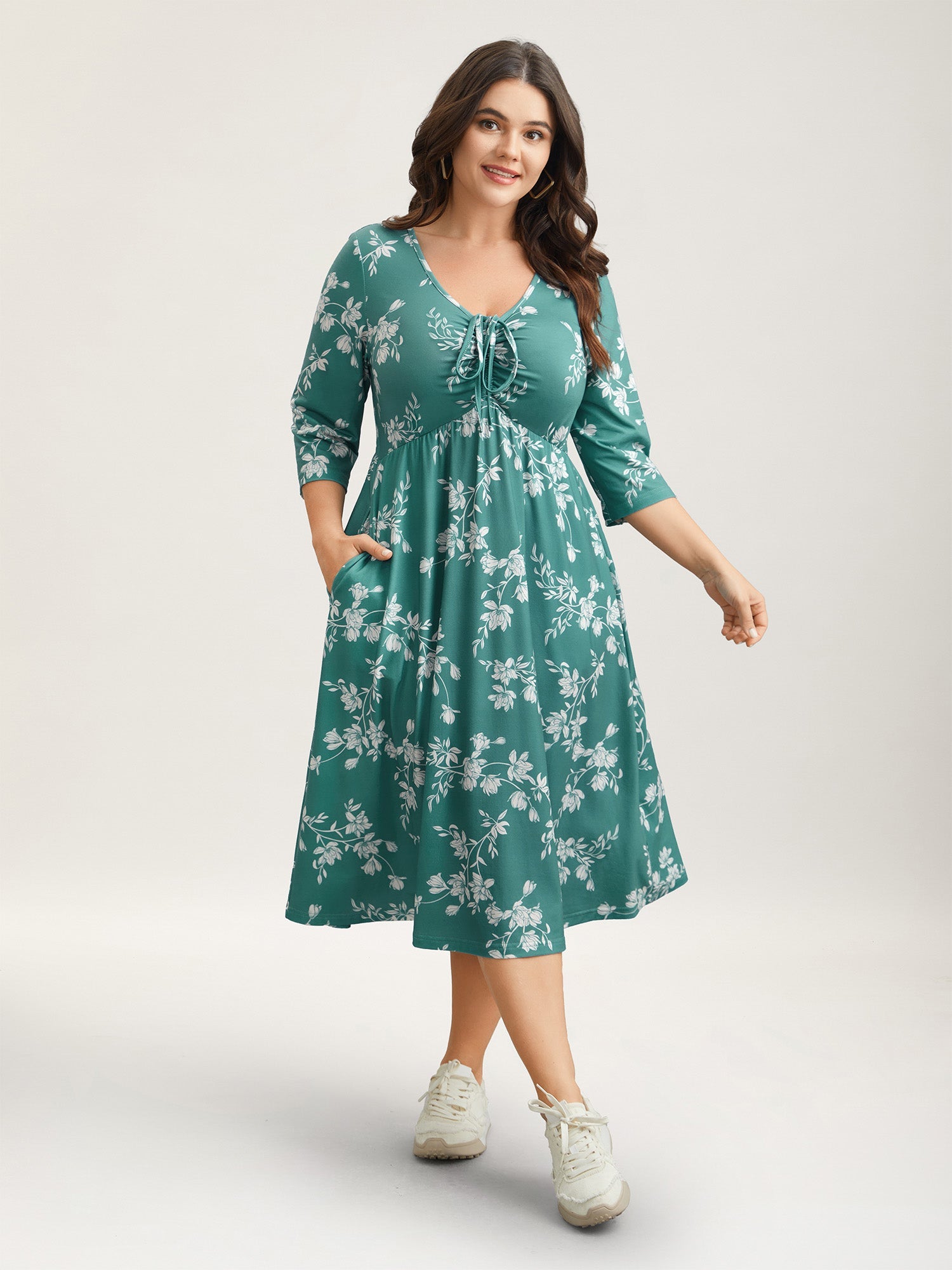 Feels like Spring Printed Drawstring Midi Dress