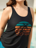 Island Print Ruched Swim Top