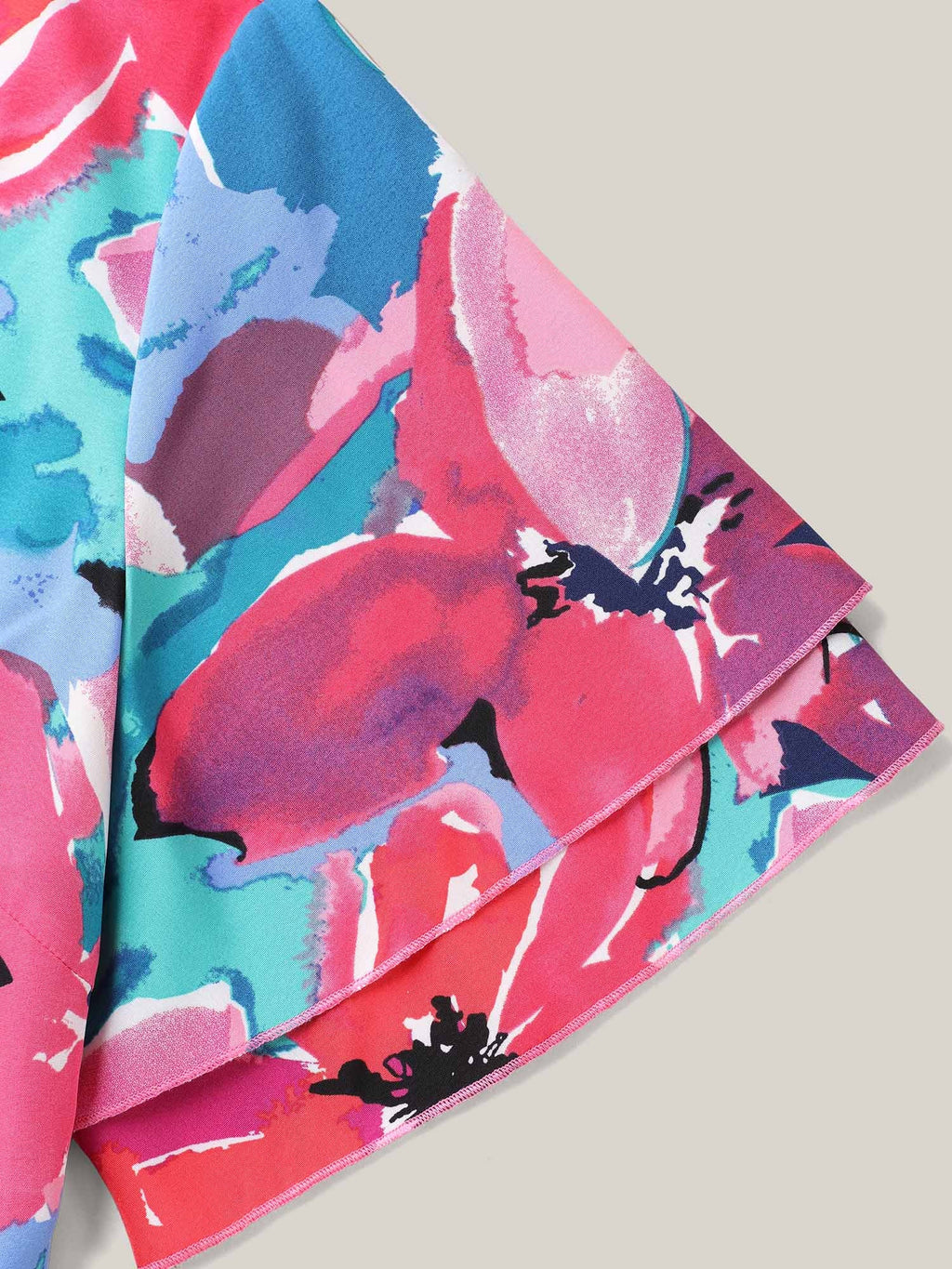 Multi-Color Floral V-Neck Pockets Midi Dress