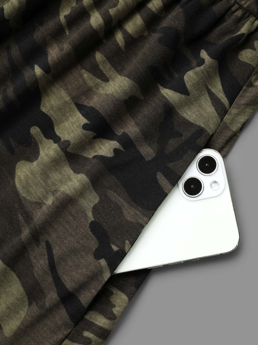 Camouflage Print Round Neck Pockets Midi Dress