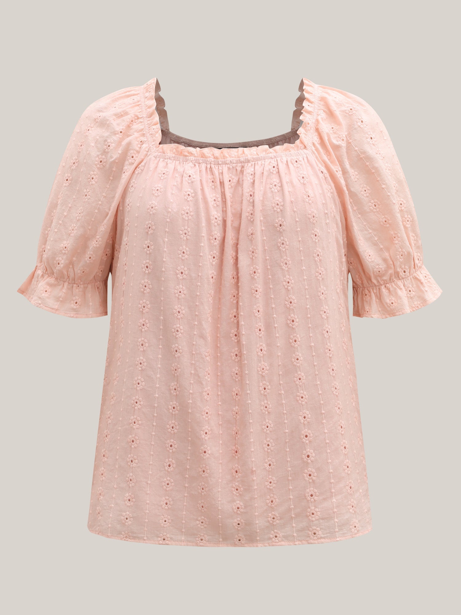 Textured Frill Trim Square Neck Blouse