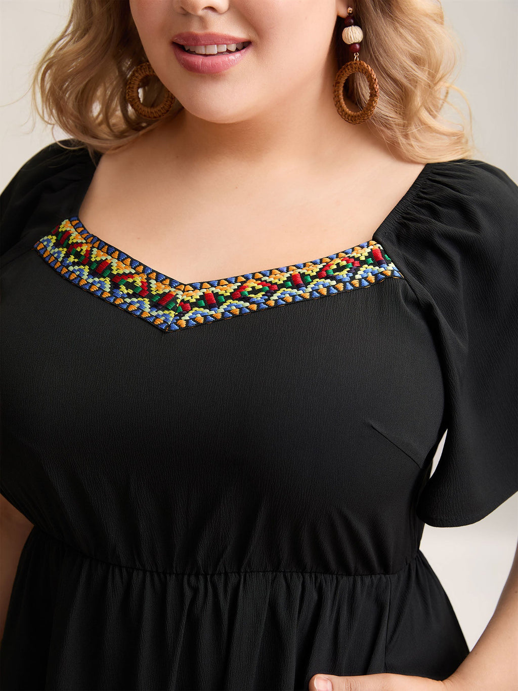 Textured Stretchy Waist Pockets Midi Dress