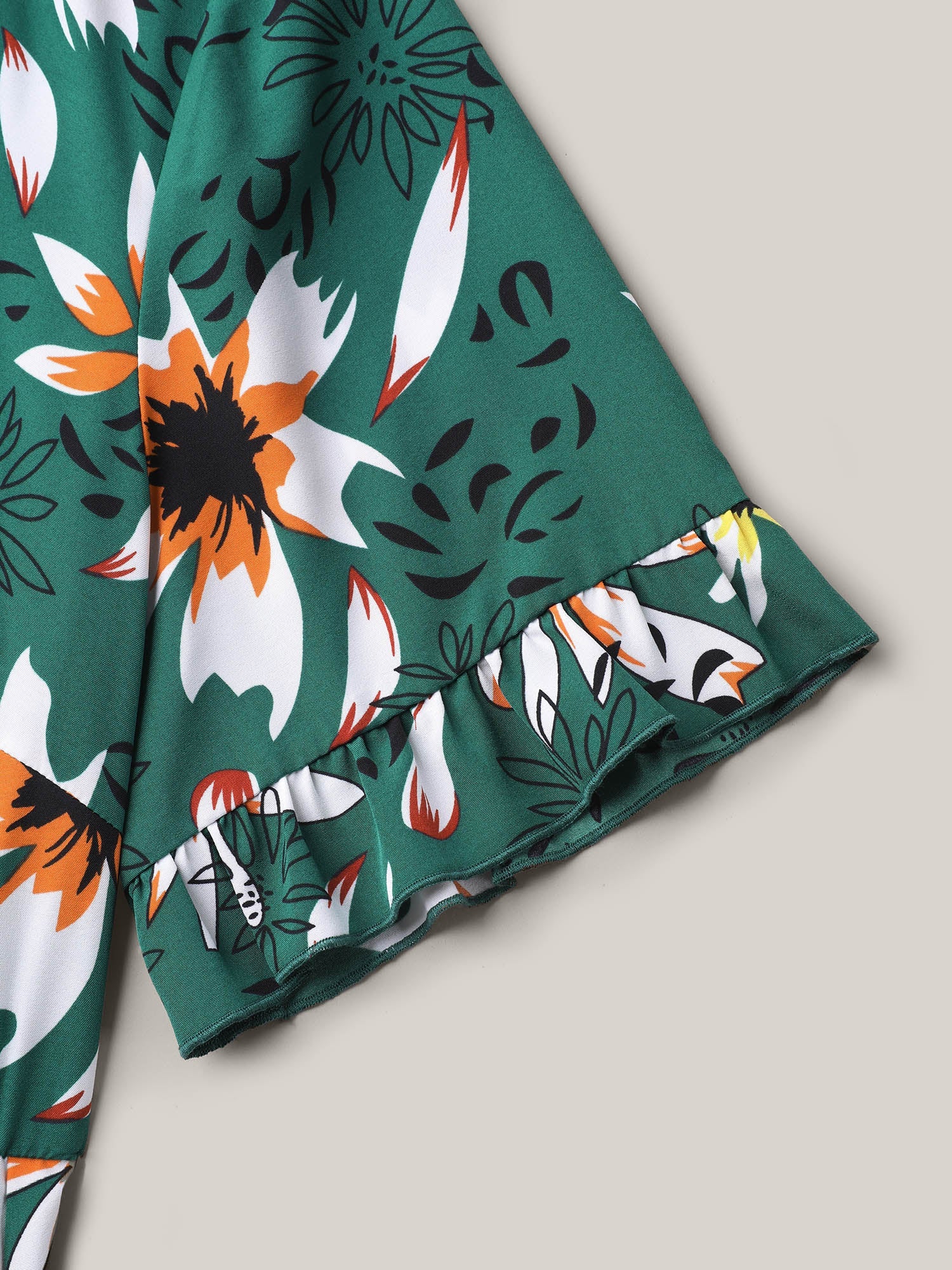 Spring Floral Print Pockets Ruffled Midi Dress