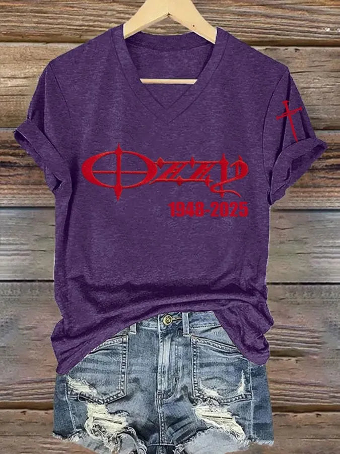 Women's Hot Singer Printed V-Neck T-Shirt