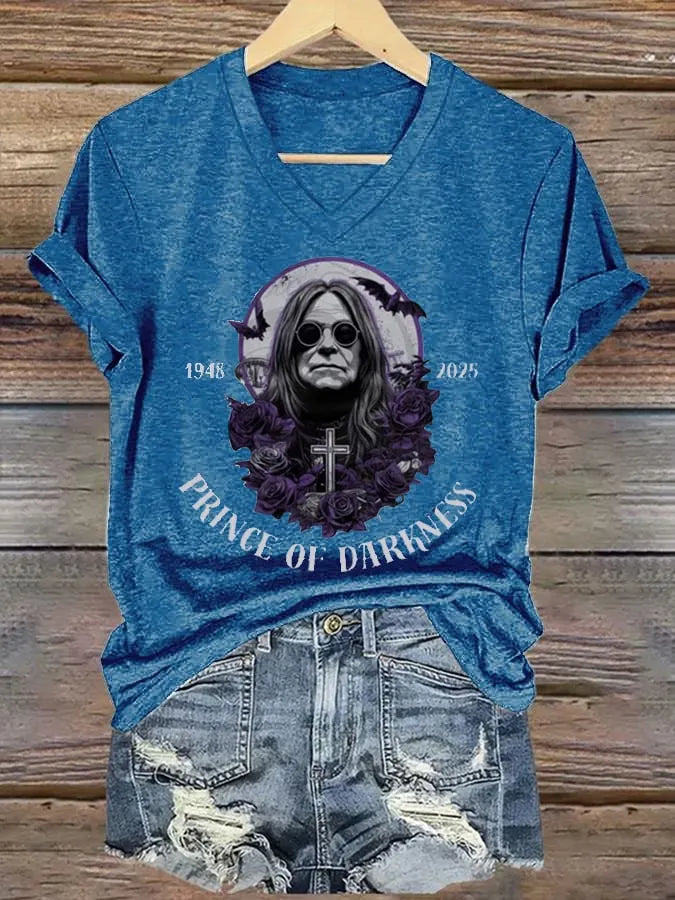 Women's "Hot Singer" Printed V-Neck T-Shirt