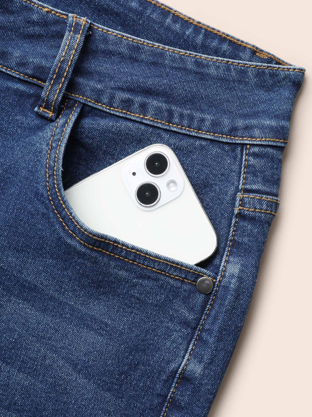 Whiskered Rolled Hem Slim-Fit Jeans