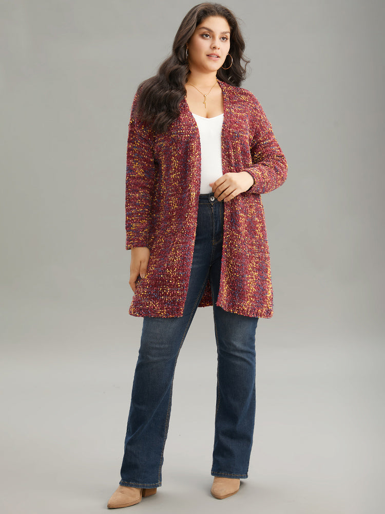 Color Textured Open Front Cardigan