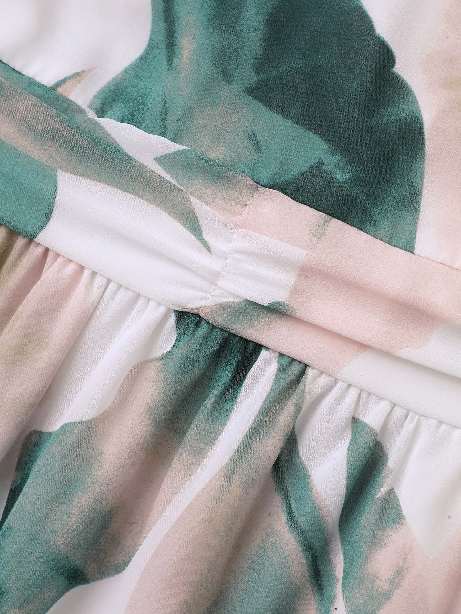 Sheer Chiffon Shirred Pockets Midi Dress