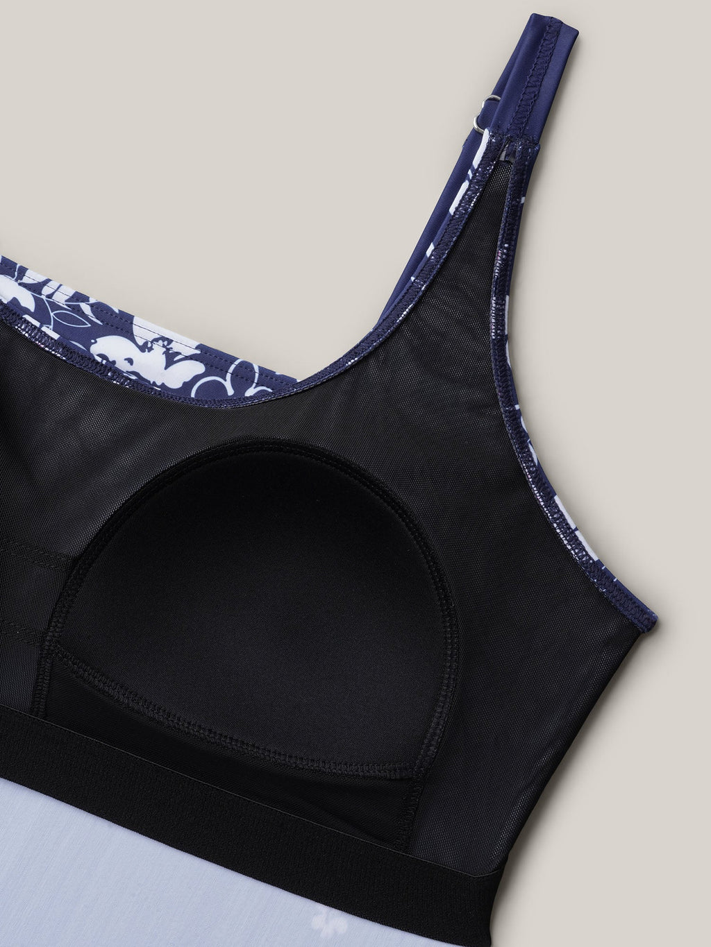 Floral Print Contrast Non-Removable Cups Swim Top