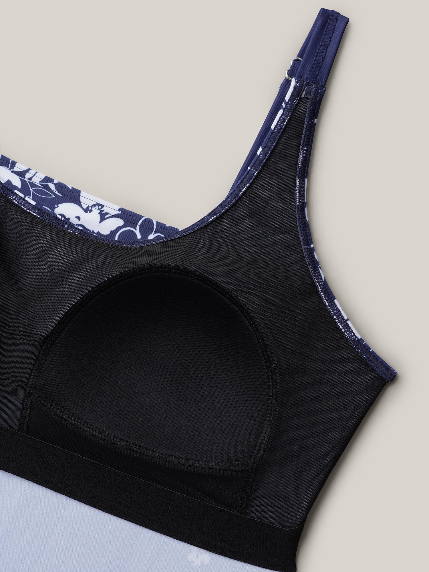 Floral Print Contrast Non-Removable Cups Swim Top