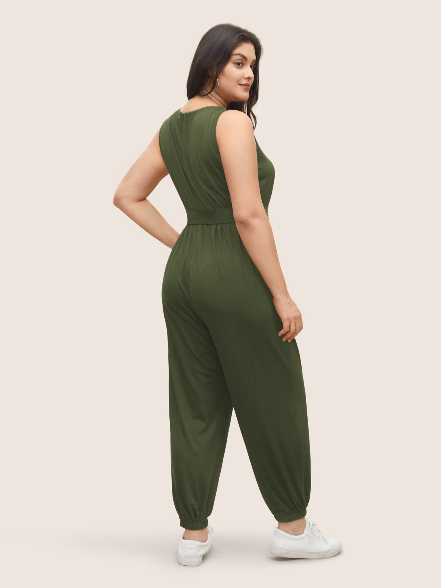 Supersoft Essentials Plain Button Detail Belted Jumpsuit