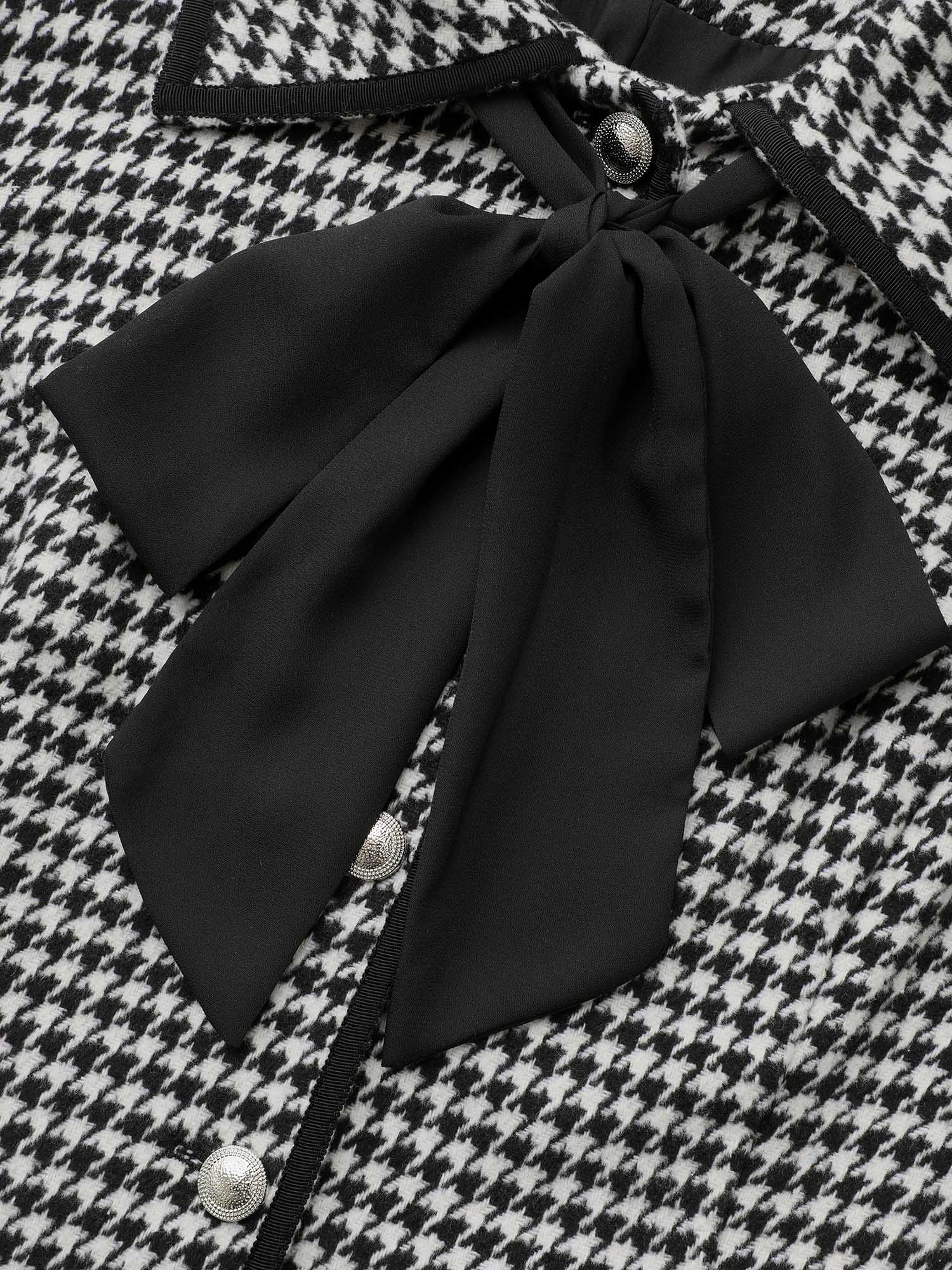Houndstooth Tie Knot Woven Ribbon Jacket