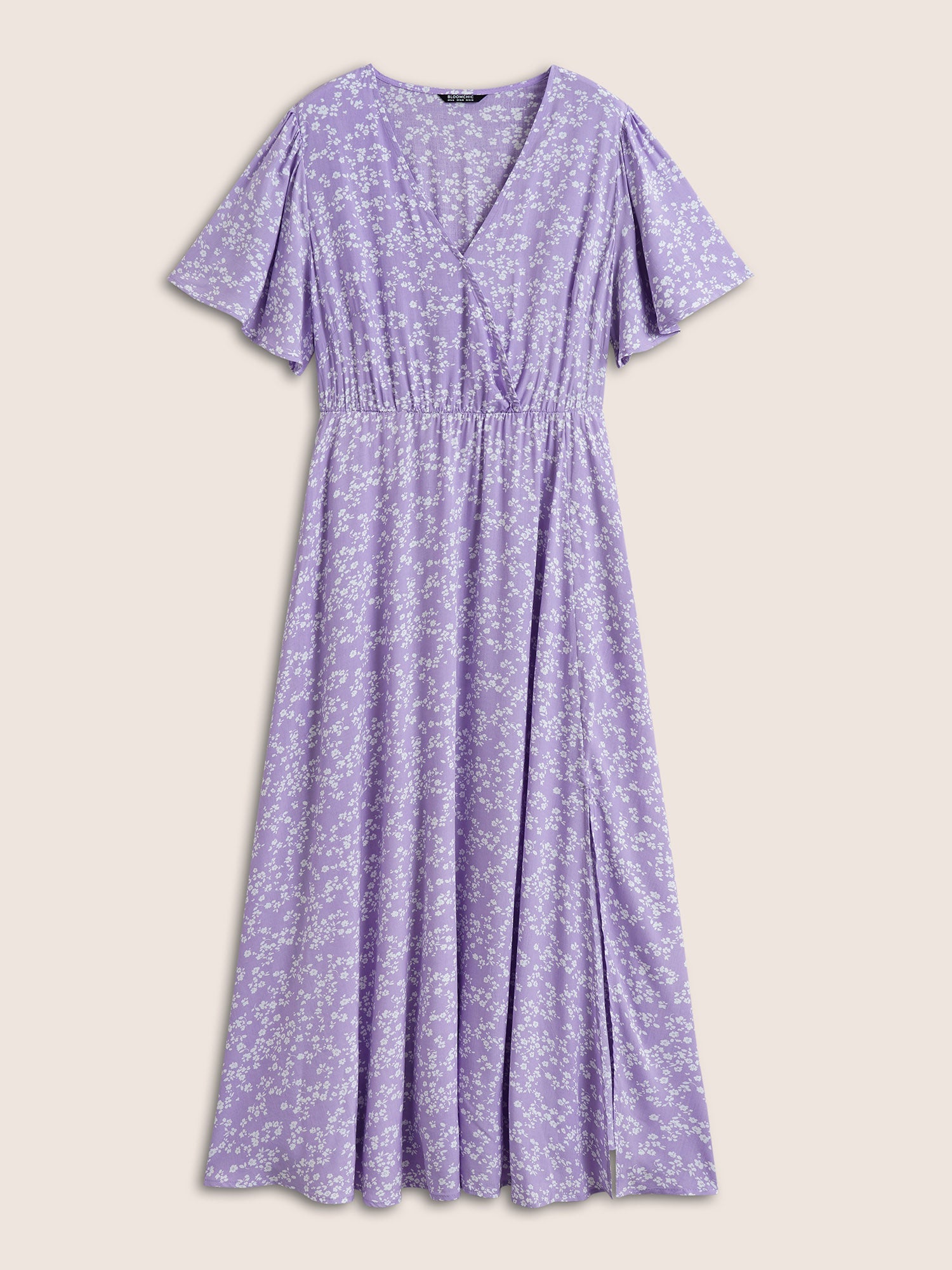 Bloom Dress - Flutter Sleeve Ditsy Floral Pocket Split Maxi Dress