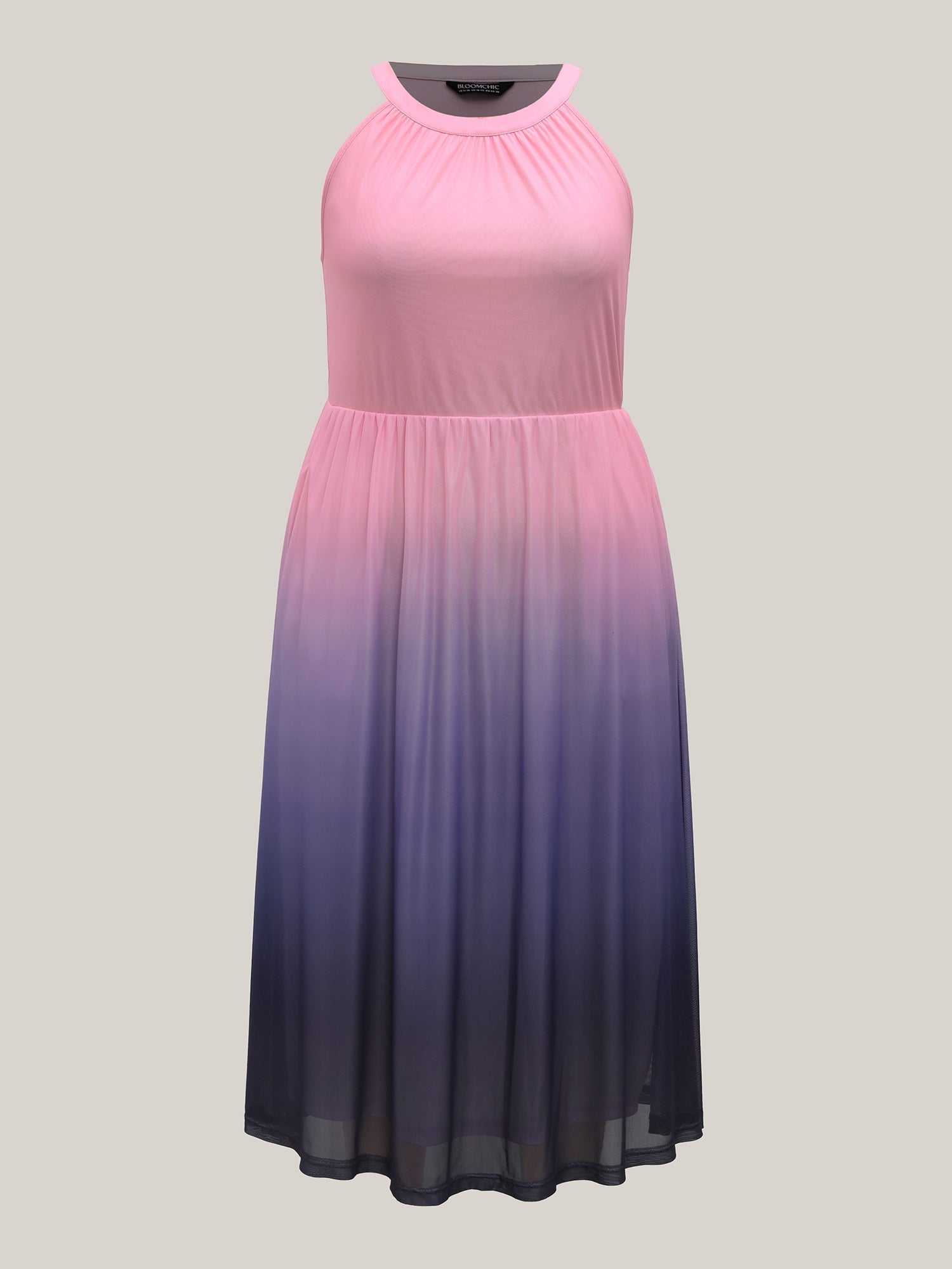 Chiffon Ombre Gradient Halter Neck Dress