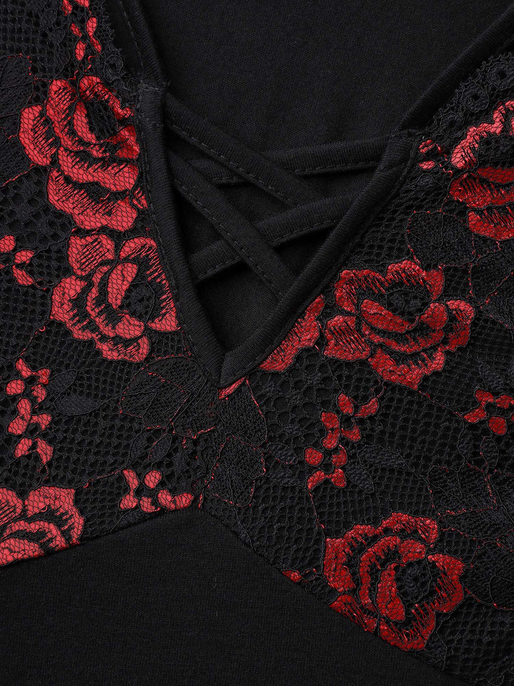 Floral Lace Spliced Neck Tie Sleep Dress