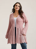 Cut-Out Textured Open-Front Knit Cardigan