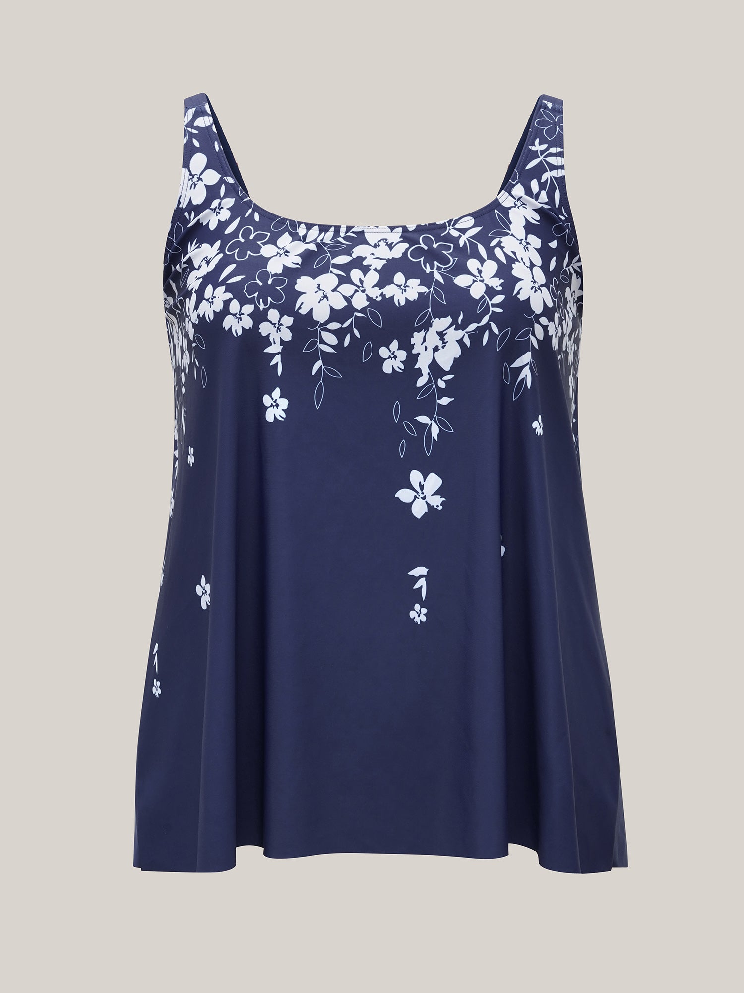 Floral Print Contrast Non-Removable Cups Swim Top