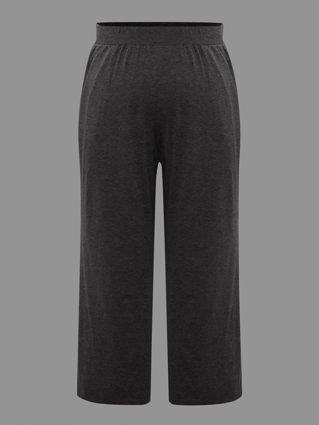 Solid Elastic Waist Wide Leg Lounge Bottoms