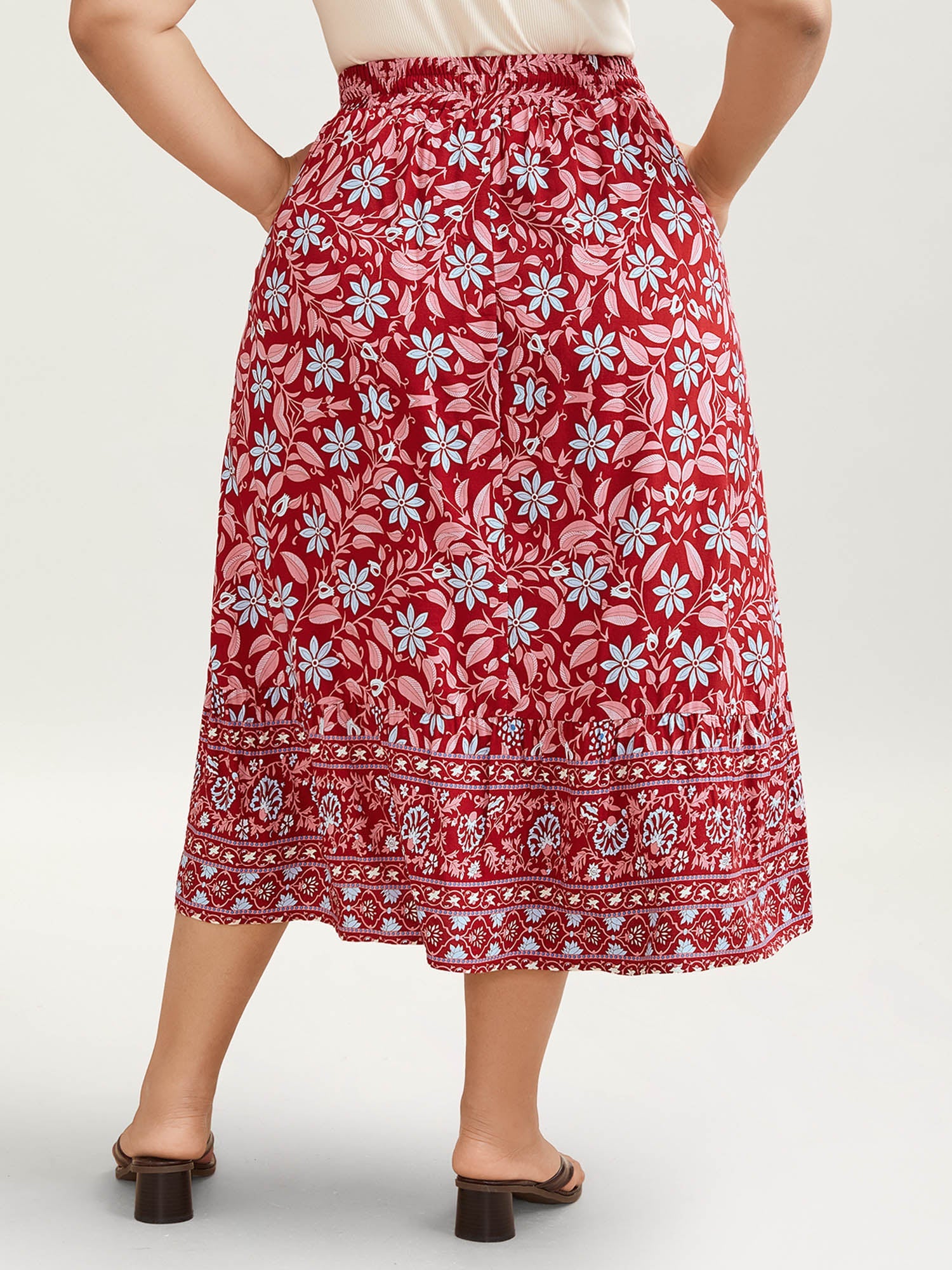 Spring Floral Fusion Panelled Tiered Skirt