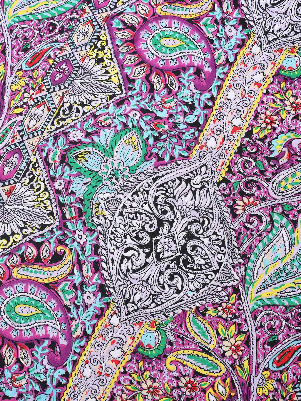 Paisley Print Pockets V-Neck Midi Dress