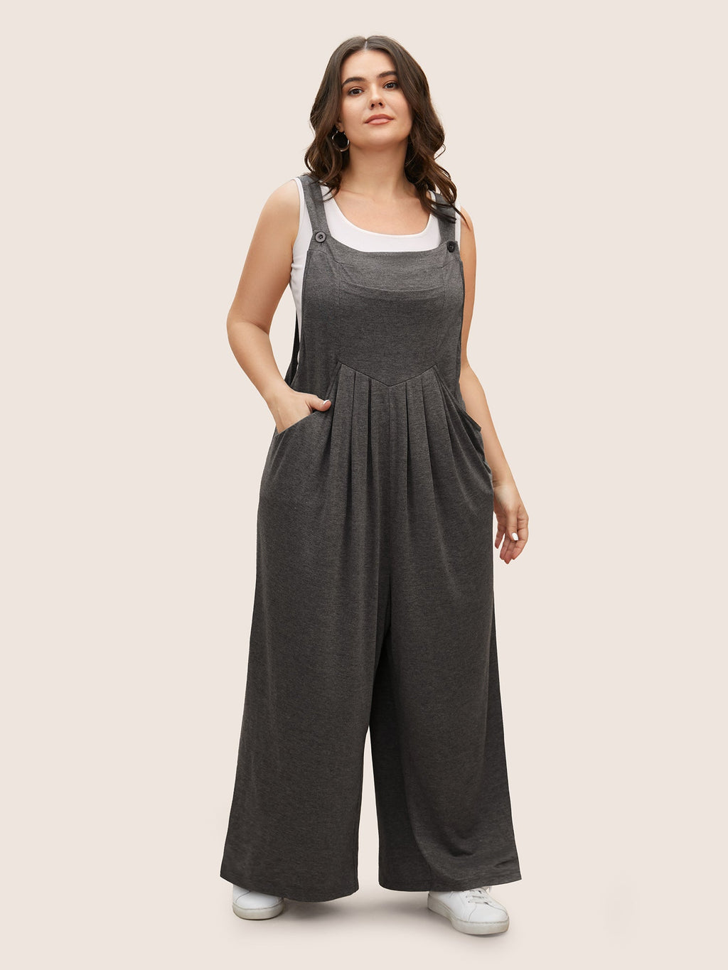 Supersoft Essentials Solid Pleated Pocket Jumpsuit