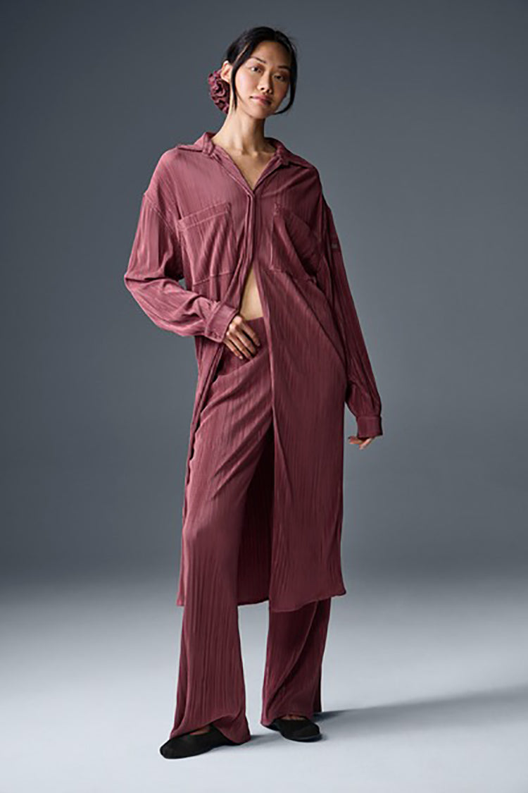 HIGH-WAIST MICRO PLISSE STRAIGHT LEG PANT