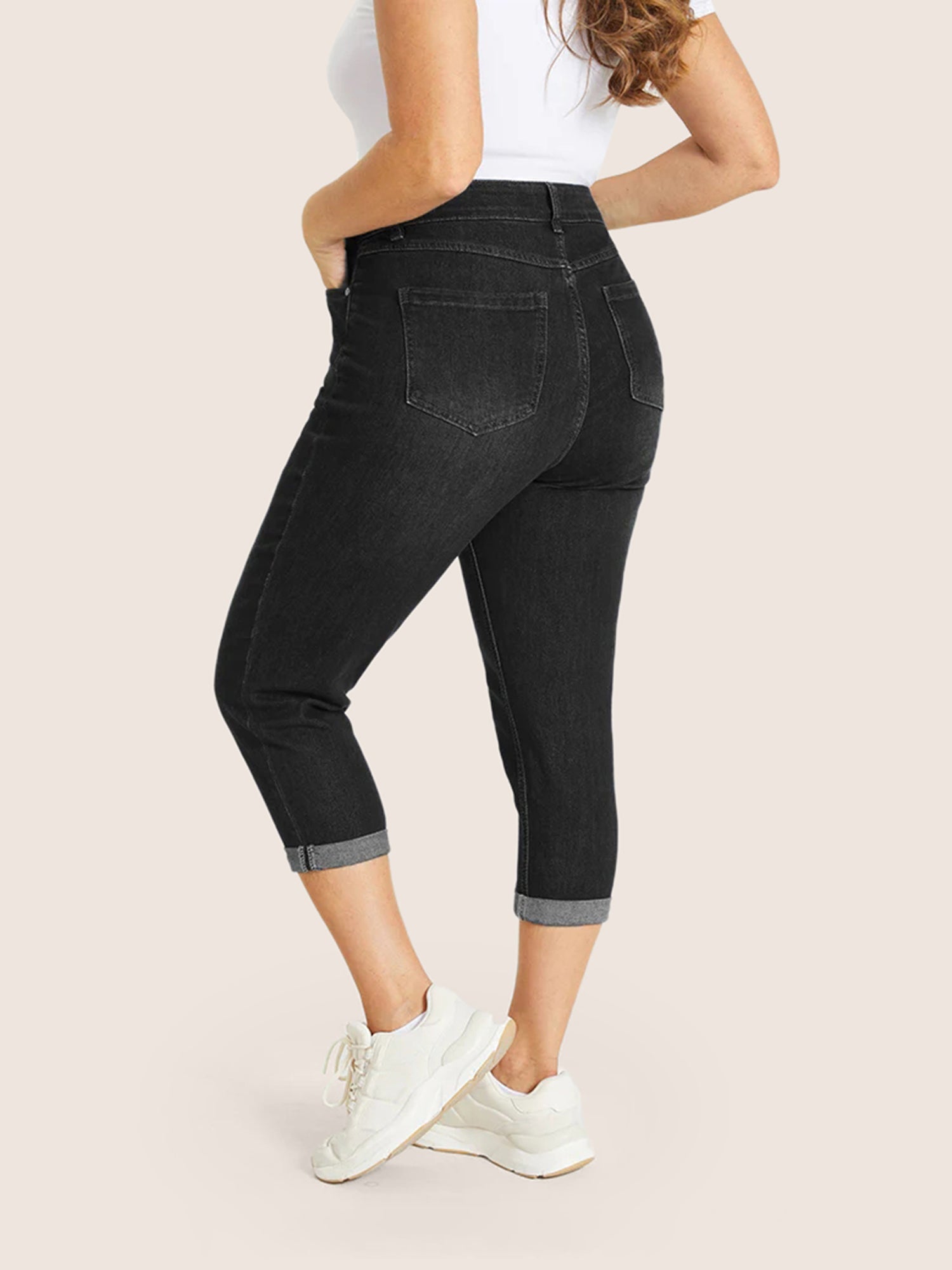 Very Stretchy High Rise Dark Wash Cropped Jeans