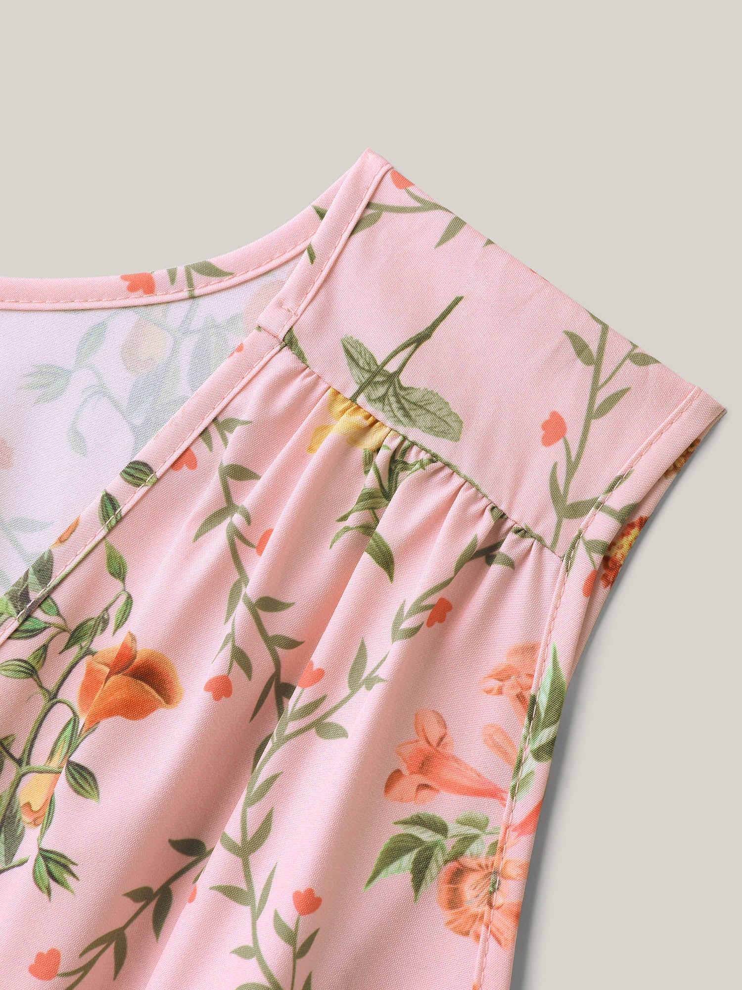 Floral Abstract Print V-Neck Maxi Dress