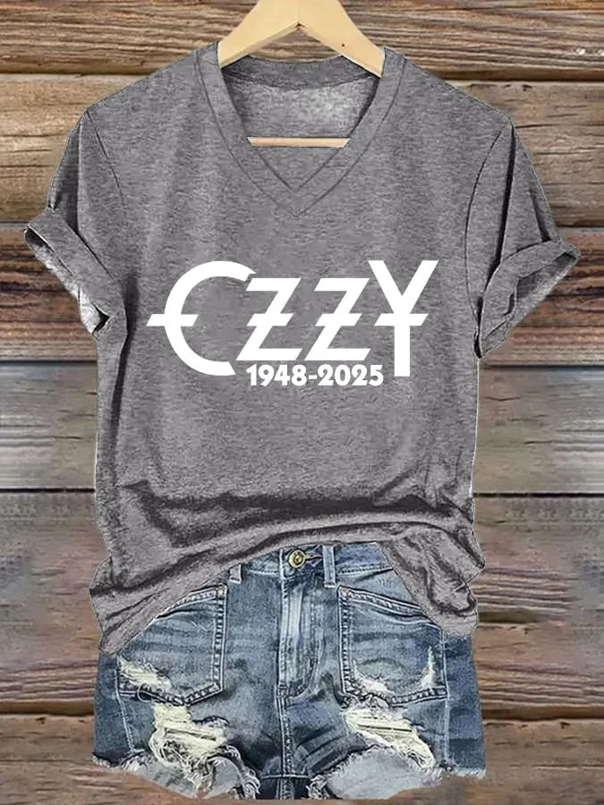Women's "Hot Singer" Printed V-Neck T-Shirt