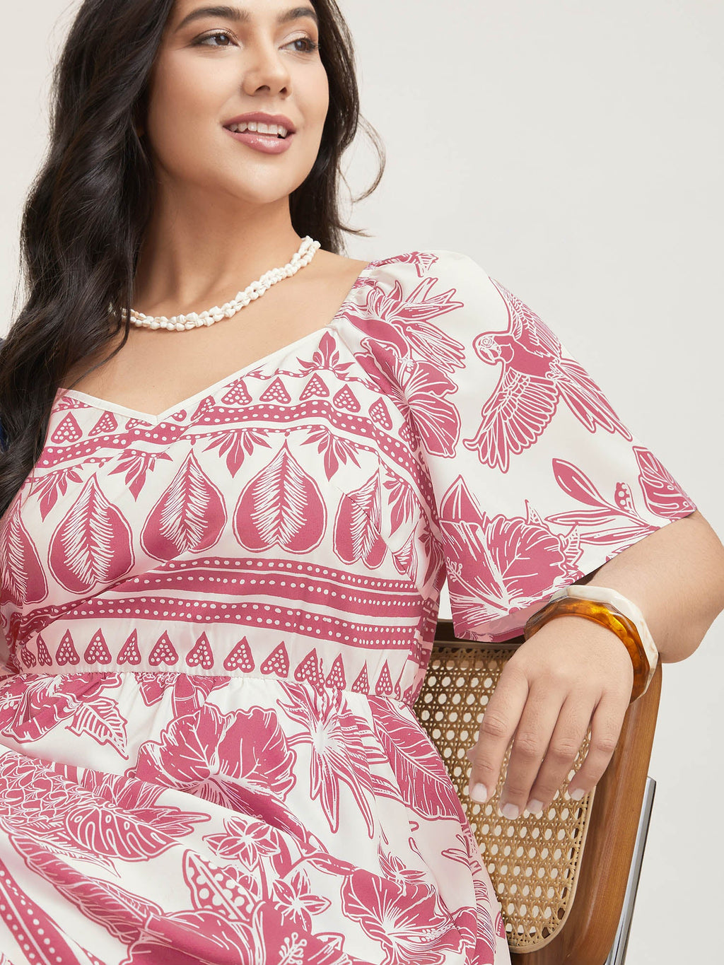 Boho Print Fit Flare Pockets Midi Dress