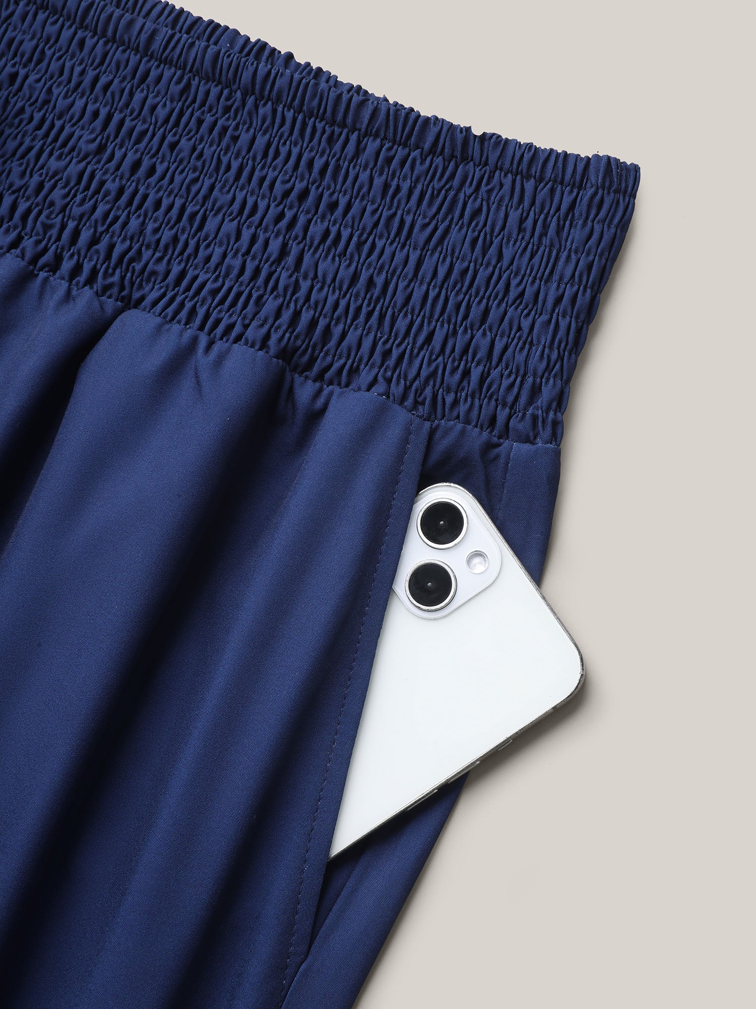 Contrast Geo Print Hem Wide-Leg Pants