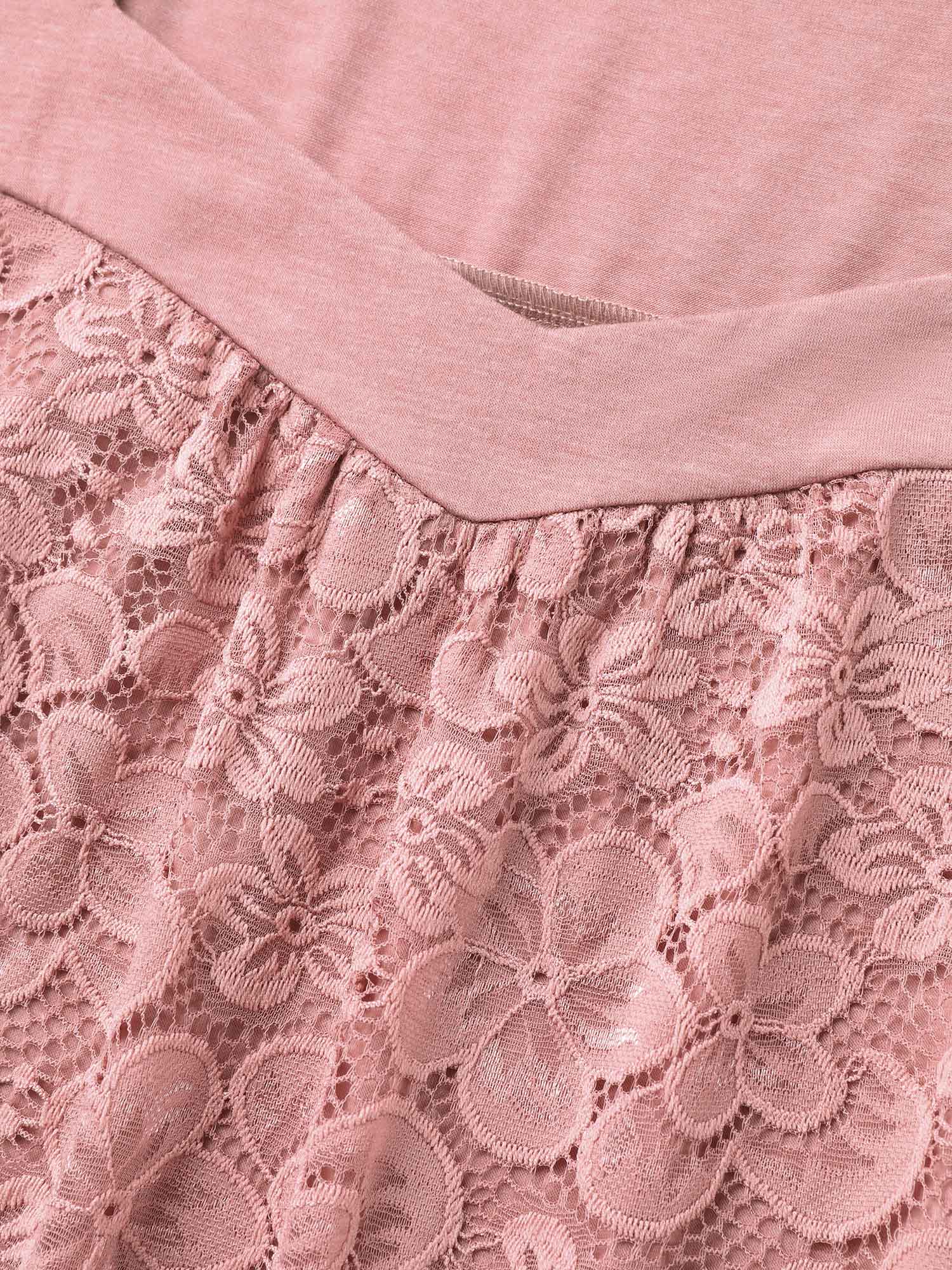 Stretchy Lace Spliced Sweetheart Plain Top