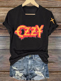 Women's heavy metal Hot Singer Printed V-Neck T-Shirt