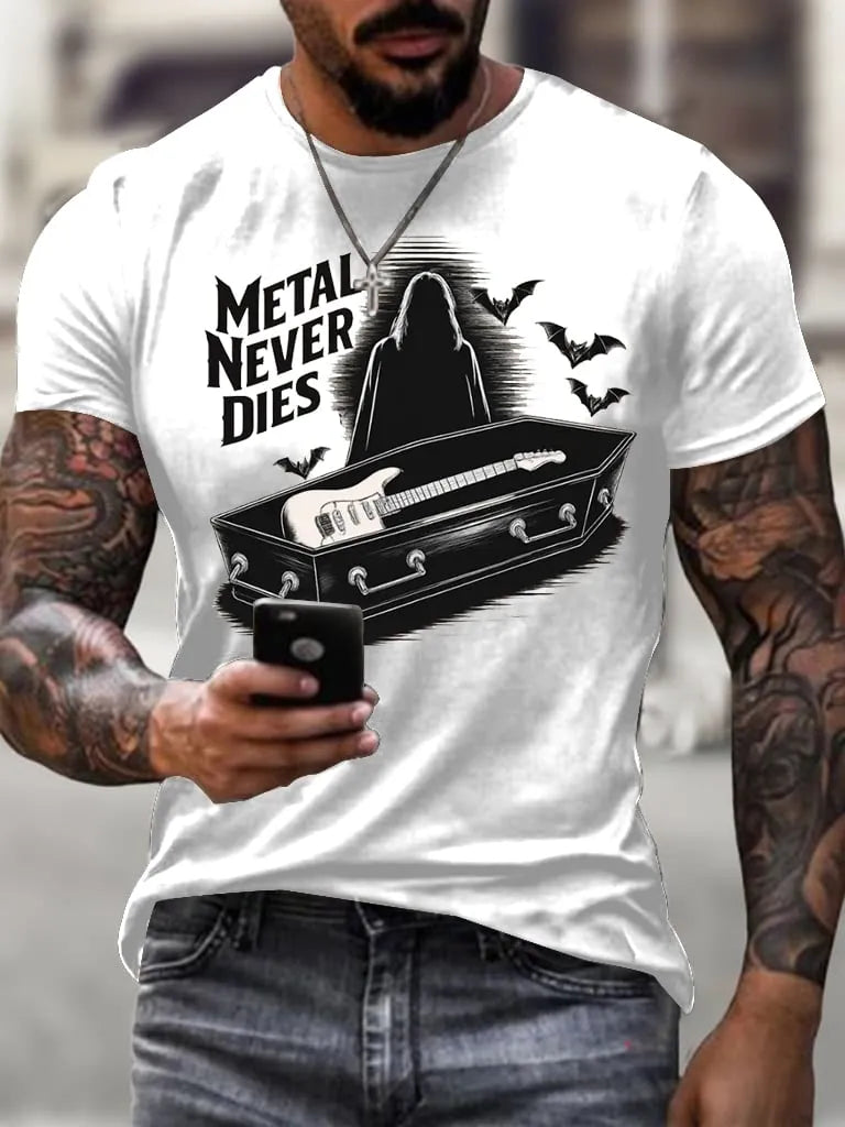 Metal Never Dies Men's Casual T-Shirt
