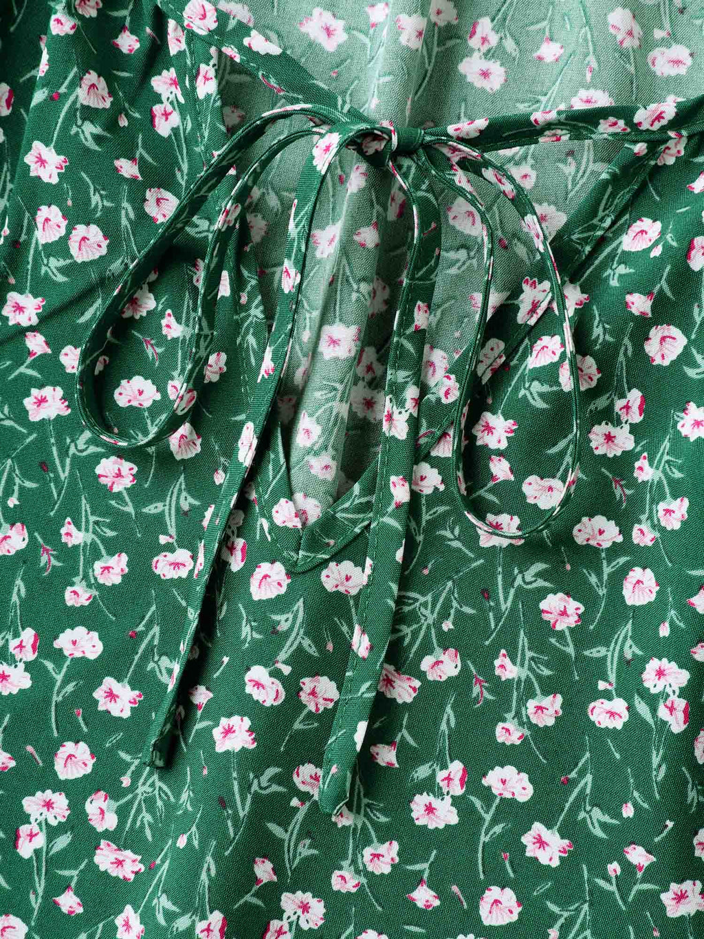 Floral Print Split Neck Pockets Midi Dress