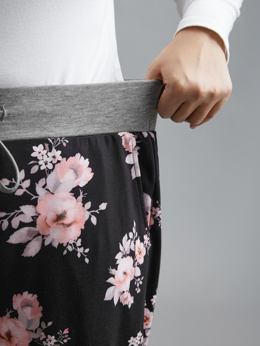 Floral Contrast Waist Lounge Bottoms