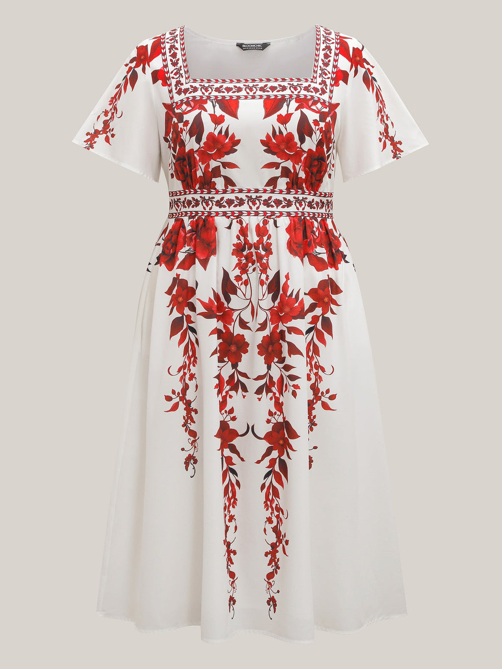 Bohemian Floral Print Stretchy Waist Maxi Dress