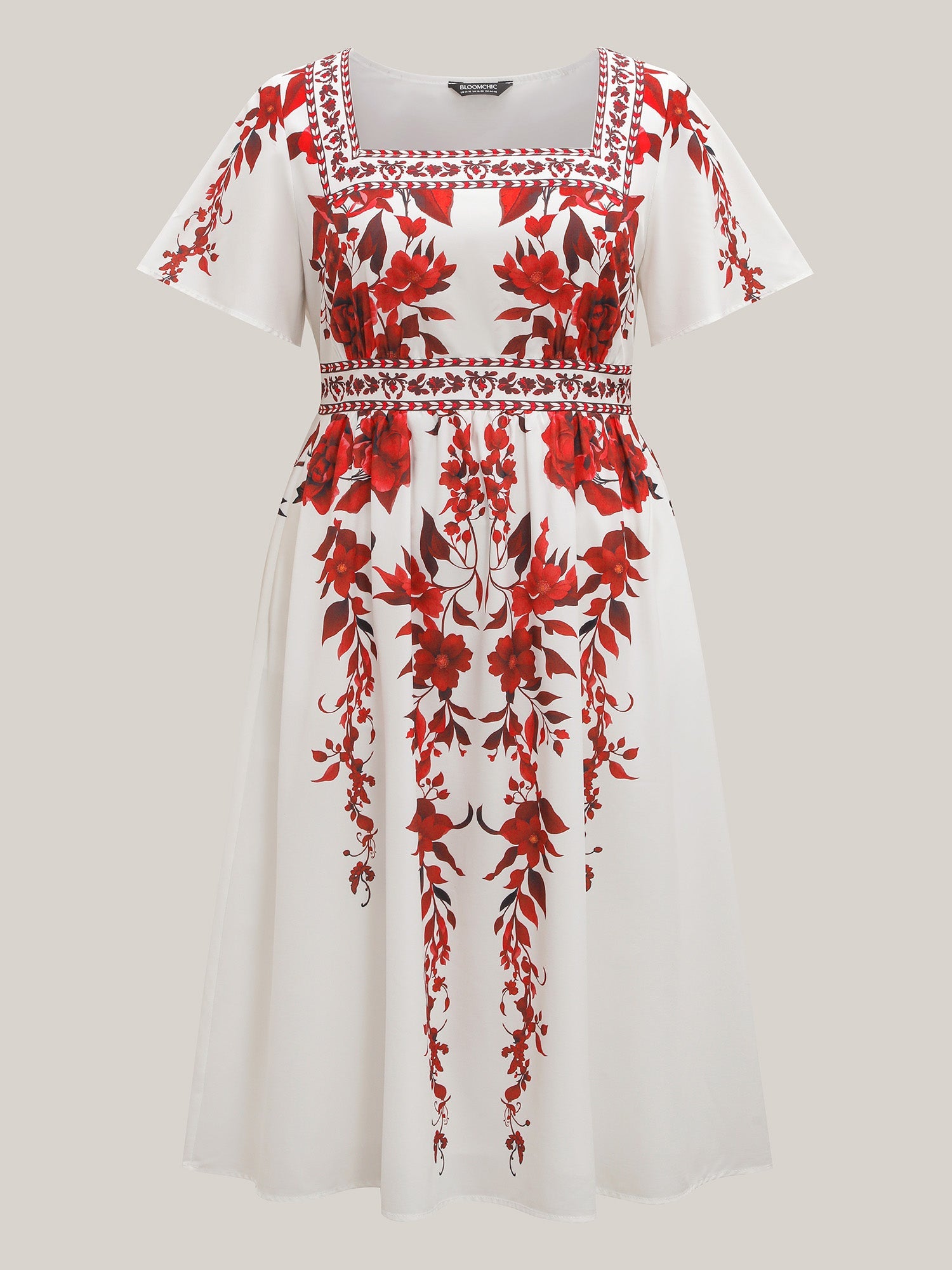 Bohemian Floral Print Stretchy Waist Maxi Dress